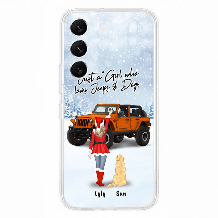 Custom Personalized Christmas Off-road Girl Phone Case - Girl With Upto 4 Pets - Christmas Gift For Dog/ Cat Lover - Just A Girl - Case For iPhone And Samsung