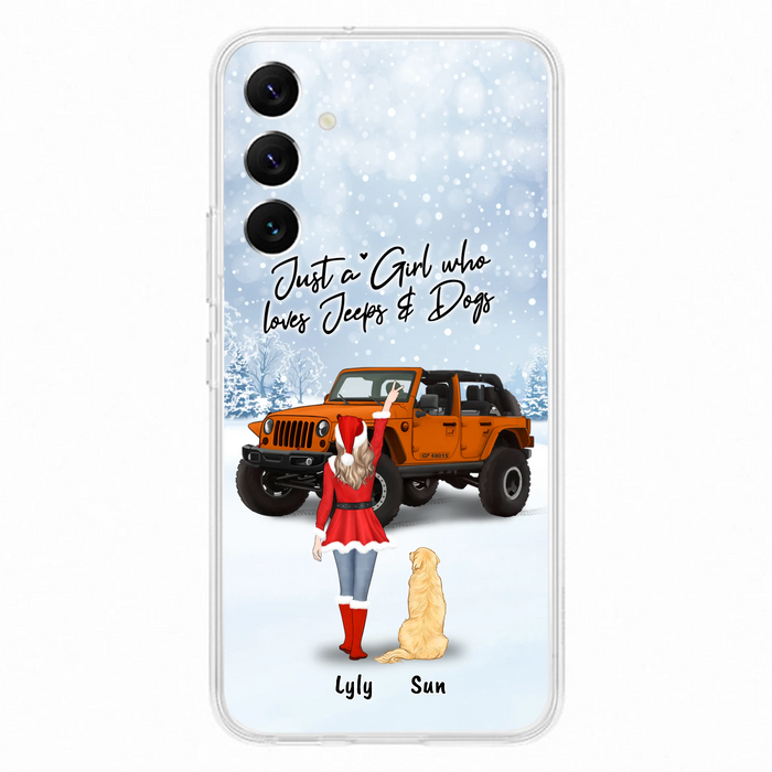 Custom Personalized Christmas Off-road Girl Phone Case - Girl With Upto 4 Pets - Christmas Gift For Dog/ Cat Lover - Just A Girl - Case For iPhone And Samsung