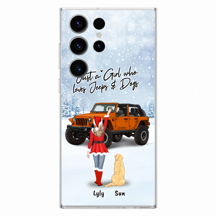 Custom Personalized Christmas Off-road Girl Phone Case - Girl With Upto 4 Pets - Christmas Gift For Dog/ Cat Lover - Just A Girl - Case For iPhone And Samsung