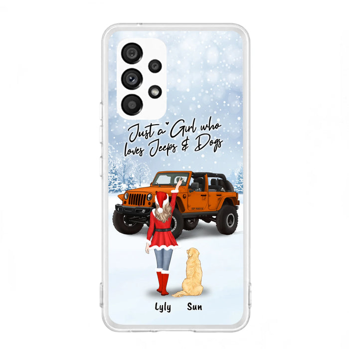 Custom Personalized Christmas Off-road Girl Phone Case - Girl With Upto 4 Pets - Christmas Gift For Dog/ Cat Lover - Just A Girl - Case For iPhone And Samsung