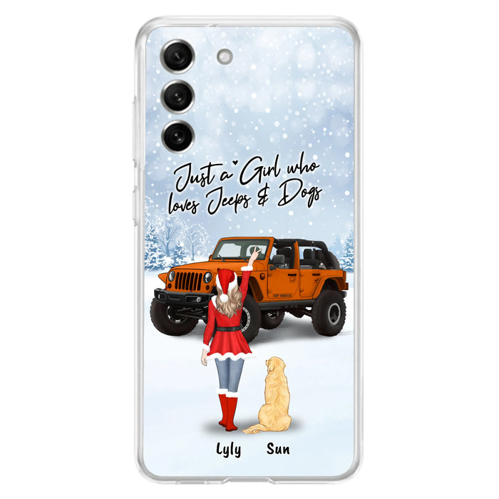 Custom Personalized Christmas Off-road Girl Phone Case - Girl With Upto 4 Pets - Christmas Gift For Dog/ Cat Lover - Just A Girl - Case For iPhone And Samsung