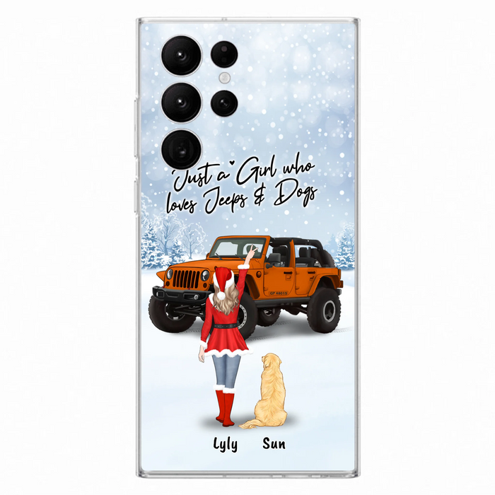 Custom Personalized Christmas Off-road Girl Phone Case - Girl With Upto 4 Pets - Christmas Gift For Dog/ Cat Lover - Just A Girl - Case For iPhone And Samsung