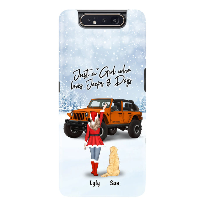 Custom Personalized Christmas Off-road Girl Phone Case - Girl With Upto 4 Pets - Christmas Gift For Dog/ Cat Lover - Just A Girl - Case For iPhone And Samsung