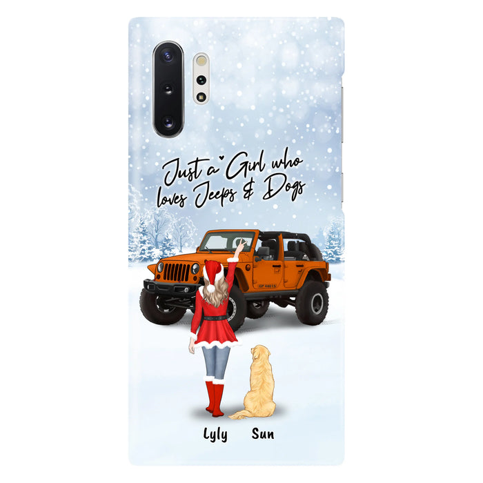 Custom Personalized Christmas Off-road Girl Phone Case - Girl With Upto 4 Pets - Christmas Gift For Dog/ Cat Lover - Just A Girl - Case For iPhone And Samsung