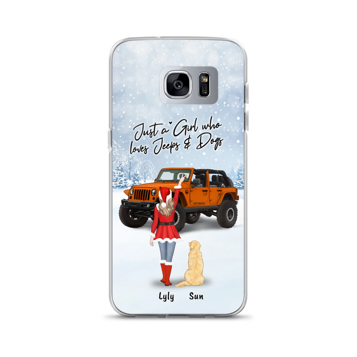 Custom Personalized Christmas Off-road Girl Phone Case - Girl With Upto 4 Pets - Christmas Gift For Dog/ Cat Lover - Just A Girl - Case For iPhone And Samsung