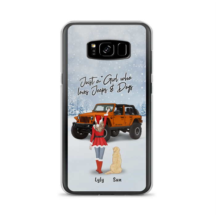 Custom Personalized Christmas Off-road Girl Phone Case - Girl With Upto 4 Pets - Christmas Gift For Dog/ Cat Lover - Just A Girl - Case For iPhone And Samsung