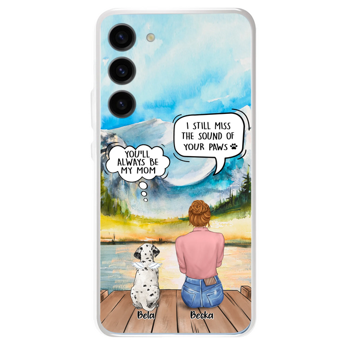 Custom Personalized Memorial Pet Mom Phone Case - Woman With Upto 5 Pets - Best Gift For Pet Lover - It's So Hard To Say Goodbye - Case For Iphone/Samsung