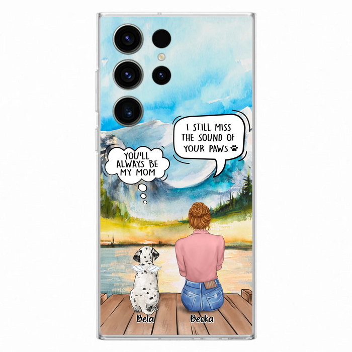 Custom Personalized Memorial Pet Mom Phone Case - Woman With Upto 5 Pets - Best Gift For Pet Lover - It's So Hard To Say Goodbye - Case For Iphone/Samsung