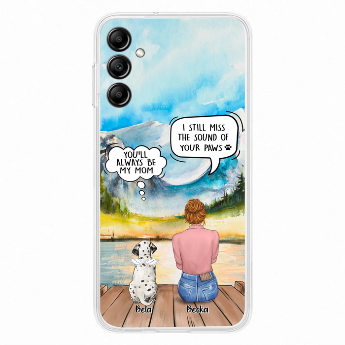 Custom Personalized Memorial Pet Mom Phone Case - Woman With Upto 5 Pets - Best Gift For Pet Lover - It's So Hard To Say Goodbye - Case For Iphone/Samsung