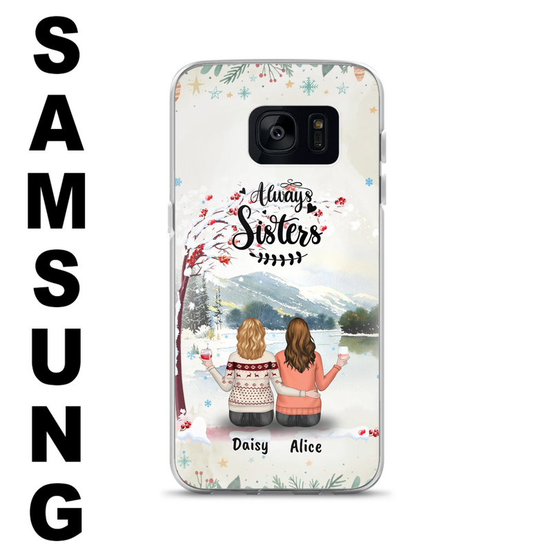 Custom Personalized Sisters Phone Case - Christmas/Autumn/Winter Sisters - Upto 3 Girls - Best Gift For Friends - Phone Case For iPhone And Samsung