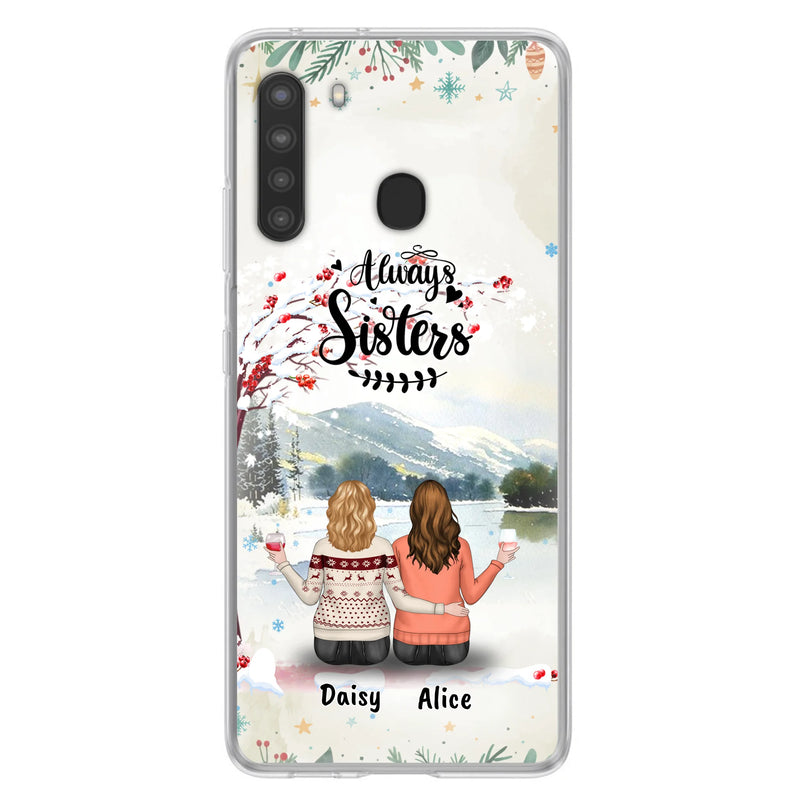 Custom Personalized Sisters Phone Case - Christmas/Autumn/Winter Sisters - Upto 3 Girls - Best Gift For Friends - Phone Case For iPhone And Samsung