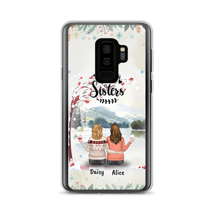 Custom Personalized Sisters Phone Case - Christmas/Autumn/Winter Sisters - Upto 3 Girls - Best Gift For Friends - Phone Case For iPhone And Samsung