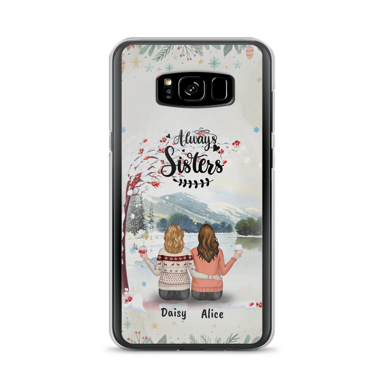 Custom Personalized Sisters Phone Case - Christmas/Autumn/Winter Sisters - Upto 3 Girls - Best Gift For Friends - Phone Case For iPhone And Samsung