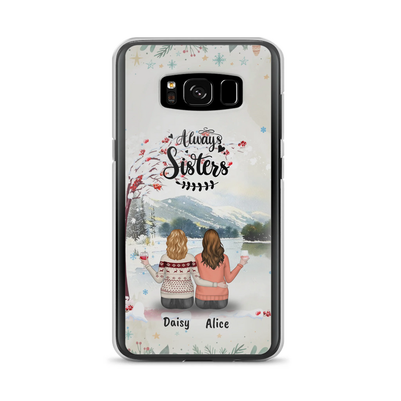 Custom Personalized Sisters Phone Case - Christmas/Autumn/Winter Sisters - Upto 3 Girls - Best Gift For Friends - Phone Case For iPhone And Samsung