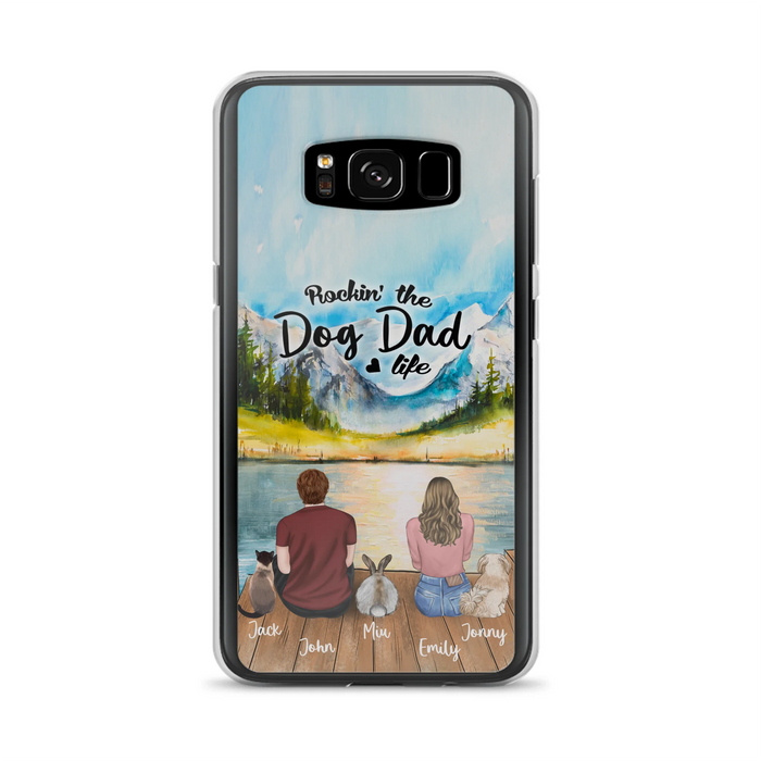 Custom Personalized Pet Couple Phone Case - Couple With Upto 3 Pets - Case For iPhone And Samsung
