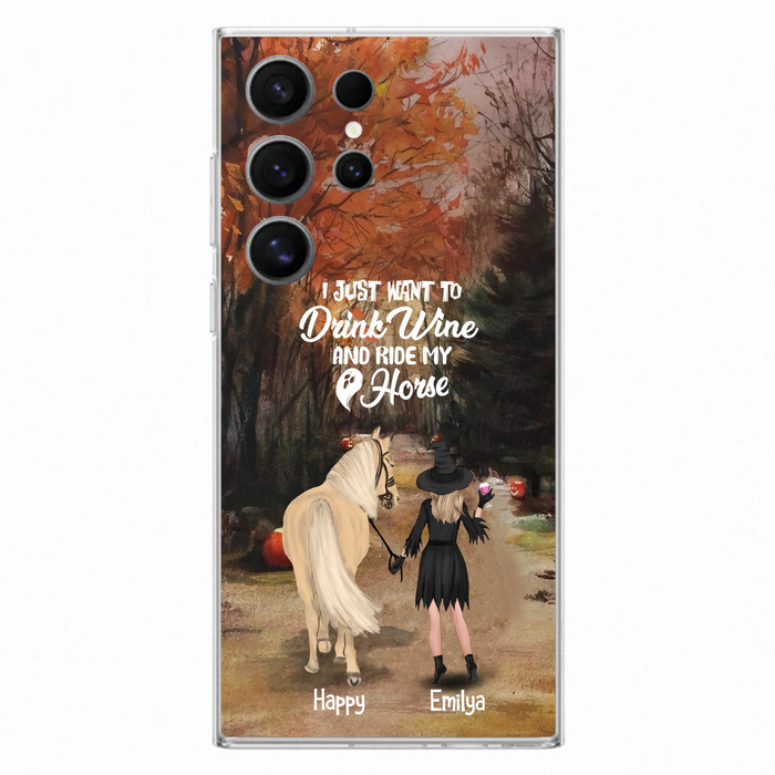 Custom Personalized Horse Witch Phone Case - Halloween Gift For Horse Lover - Drink Wine And Rise My Horse - Case For iPhone And Samsung - EQRIYV