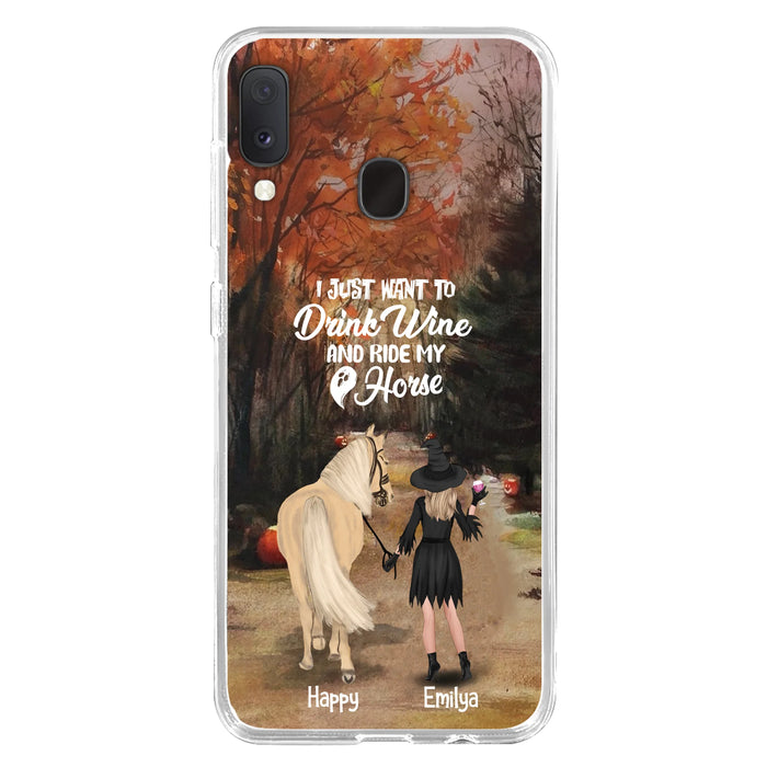 Custom Personalized Horse Witch Phone Case - Halloween Gift For Horse Lover - Drink Wine And Rise My Horse - Case For iPhone And Samsung - EQRIYV