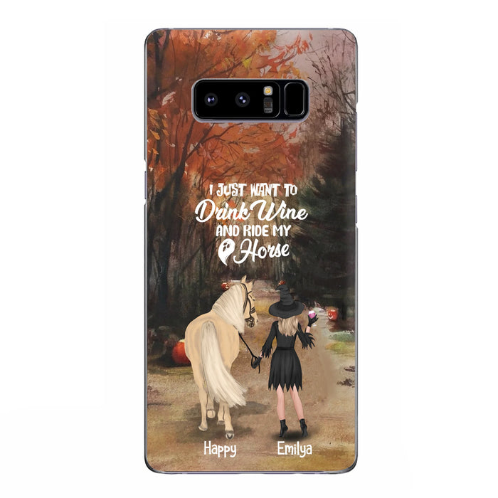 Custom Personalized Horse Witch Phone Case - Halloween Gift For Horse Lover - Drink Wine And Rise My Horse - Case For iPhone And Samsung - EQRIYV