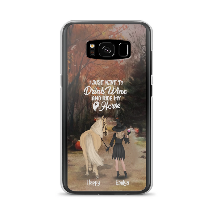 Custom Personalized Horse Witch Phone Case - Halloween Gift For Horse Lover - Drink Wine And Rise My Horse - Case For iPhone And Samsung - EQRIYV