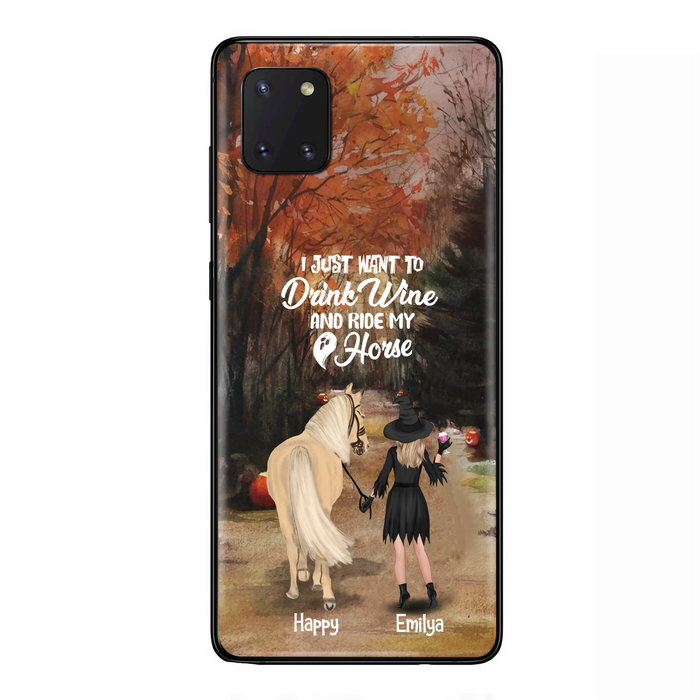 Custom Personalized Horse Witch Phone Case - Halloween Gift For Horse Lover - Drink Wine And Rise My Horse - Case For iPhone And Samsung - EQRIYV