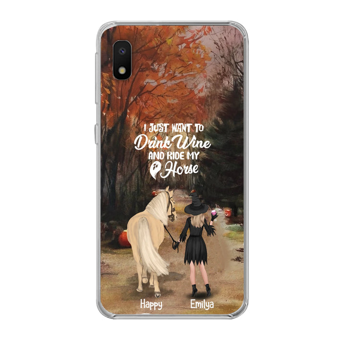 Custom Personalized Horse Witch Phone Case - Halloween Gift For Horse Lover - Drink Wine And Rise My Horse - Case For iPhone And Samsung - EQRIYV