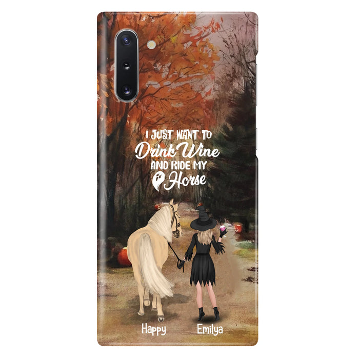 Custom Personalized Horse Witch Phone Case - Halloween Gift For Horse Lover - Drink Wine And Rise My Horse - Case For iPhone And Samsung - EQRIYV