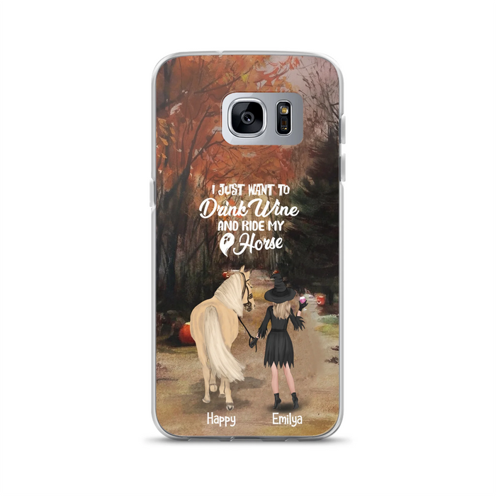 Custom Personalized Horse Witch Phone Case - Halloween Gift For Horse Lover - Drink Wine And Rise My Horse - Case For iPhone And Samsung - EQRIYV