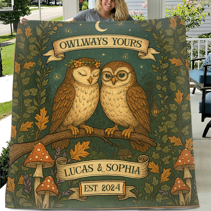 Personalized Couple Cottage Quilt/Fleece Throw Blanket - Gift Idea For Couple - Owlways Yours