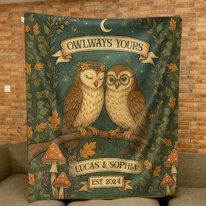Personalized Couple Cottage Quilt/Fleece Throw Blanket - Gift Idea For Couple - Owlways Yours