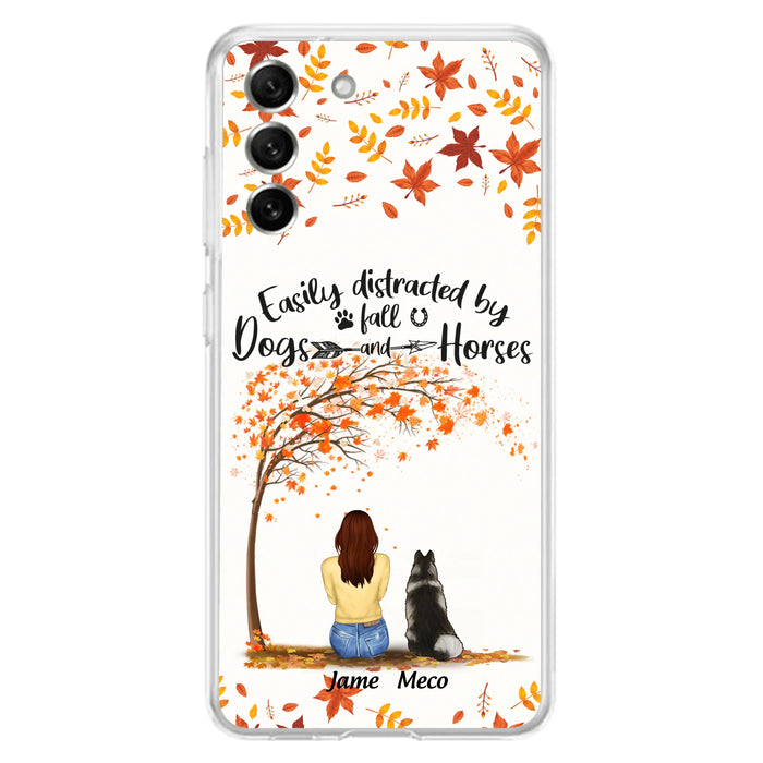 Custom Personalized Horse Dog Mom In Autumn Phone Case - Upto 3 Horses/ Dogs  - Case For iPhone And Samsung