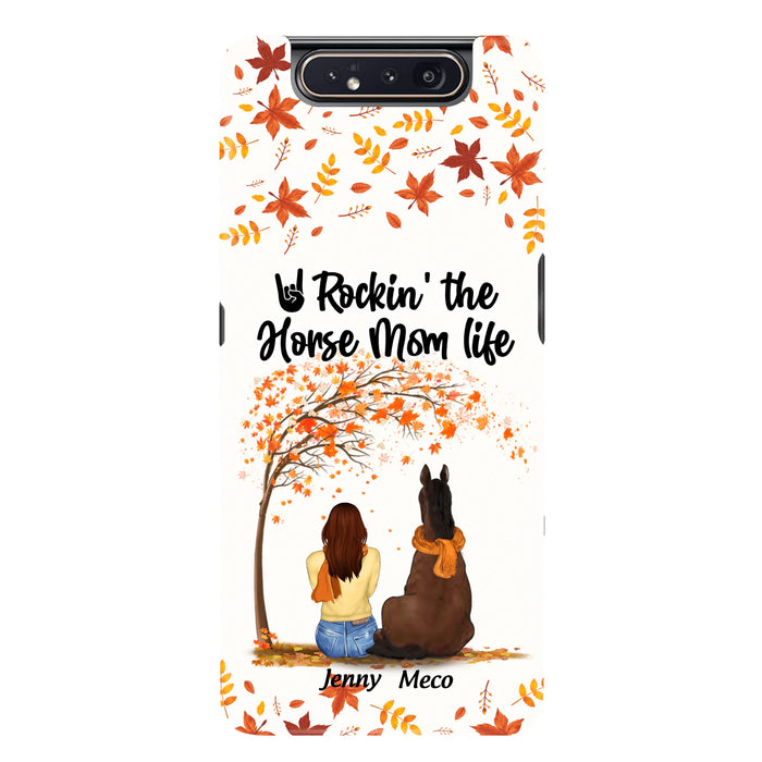 Custom Personalized Horse Mom In Autumn Phone Case - Girl With Upto 3 Horses - Case For iPhone And Samsung