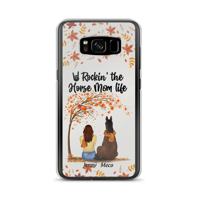 Custom Personalized Horse Mom In Autumn Phone Case - Girl With Upto 3 Horses - Case For iPhone And Samsung