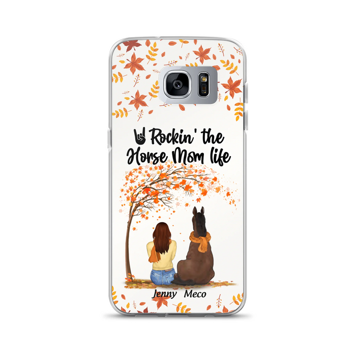 Custom Personalized Horse Mom In Autumn Phone Case - Girl With Upto 3 Horses - Case For iPhone And Samsung