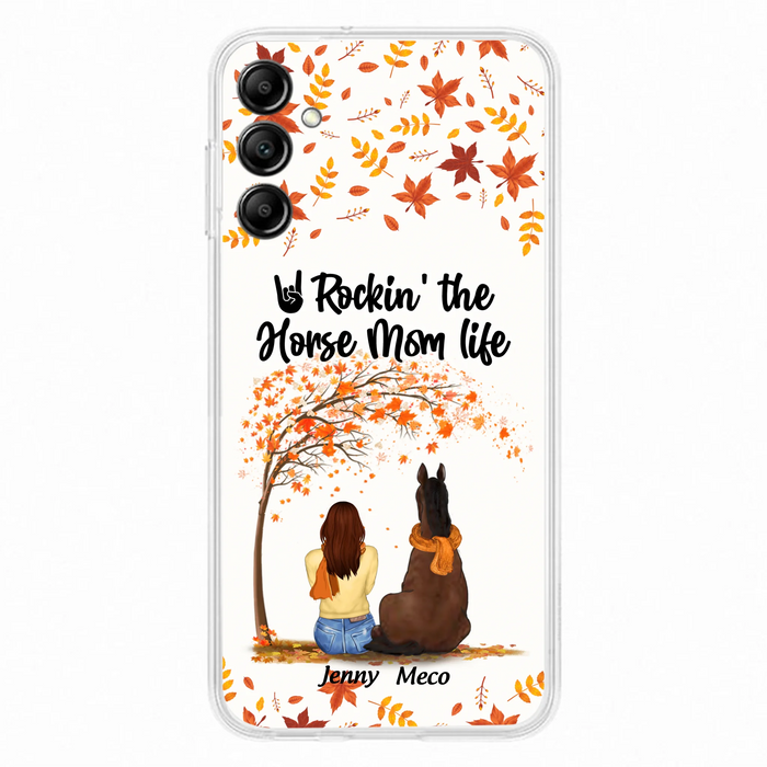 Custom Personalized Horse Mom In Autumn Phone Case - Girl With Upto 3 Horses - Case For iPhone And Samsung