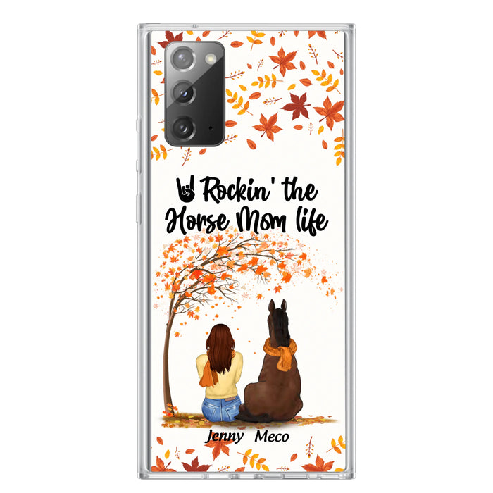 Custom Personalized Horse Mom In Autumn Phone Case - Girl With Upto 3 Horses - Case For iPhone And Samsung