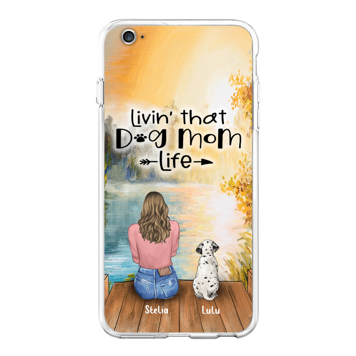 Personalized Dog Mom Phone Case - Up to 4 Dogs - Gift for Dog Lovers - Livin' with dog mom life