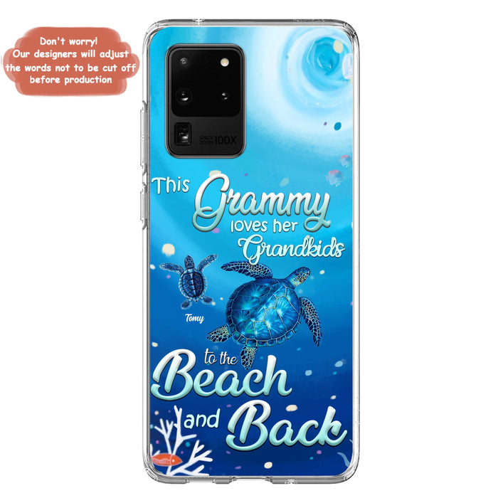 Custom Personalized Grandma Turtle Phone Case - Upto 6 Turtles - This Grammy Loves Her Grandkids To The Beach And Back - For iPhone And Samsung Phone Case - HWDFYR