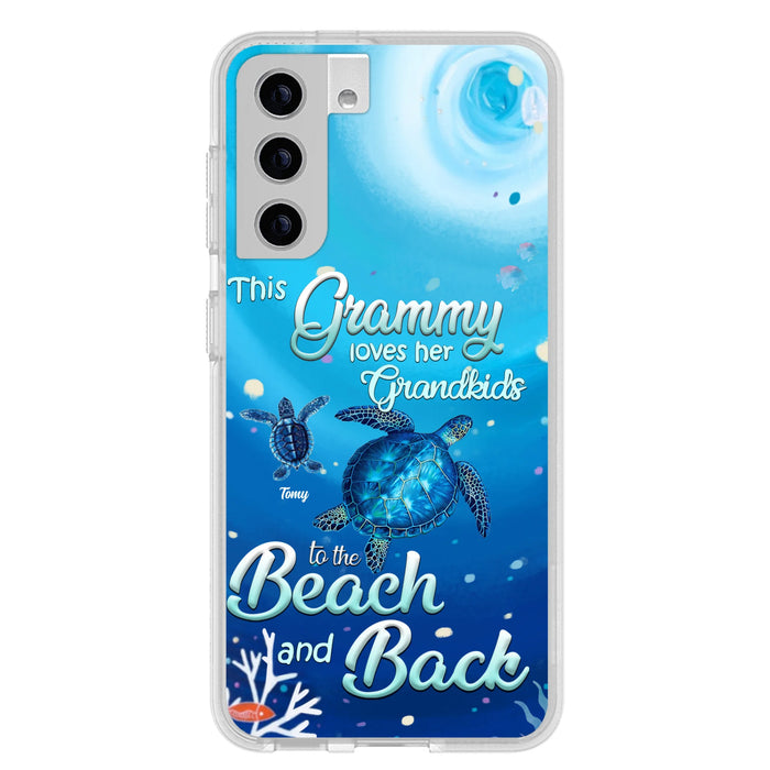 Custom Personalized Grandma Turtle Phone Case - Upto 6 Turtles - This Grammy Loves Her Grandkids To The Beach And Back - For iPhone And Samsung Phone Case - HWDFYR