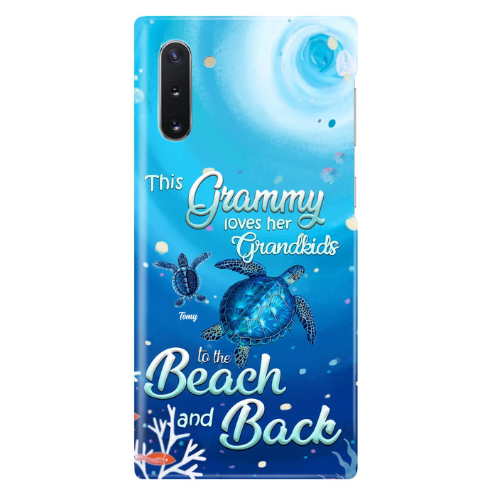 Custom Personalized Grandma Turtle Phone Case - Upto 6 Turtles - This Grammy Loves Her Grandkids To The Beach And Back - For iPhone And Samsung Phone Case - HWDFYR