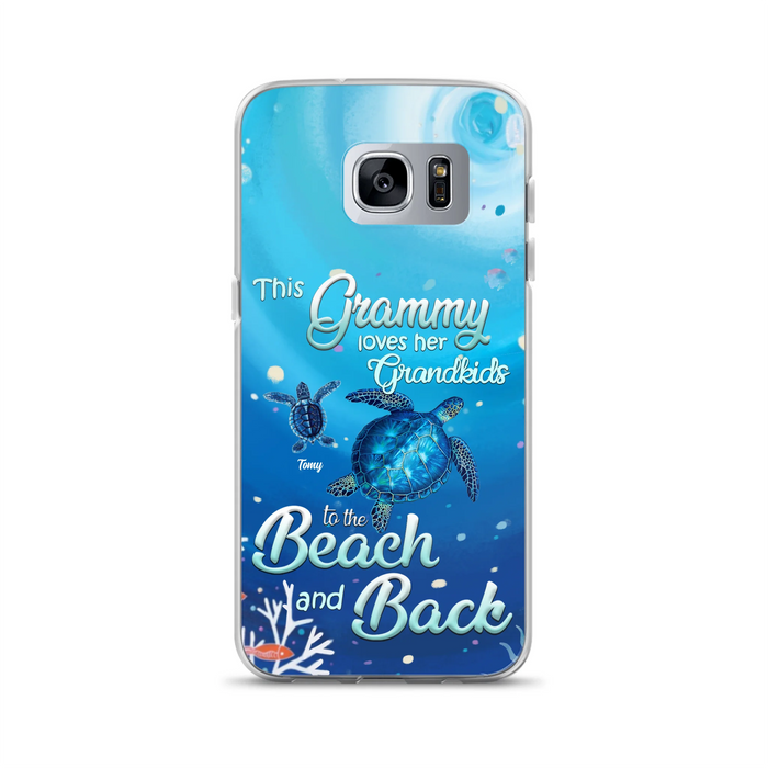 Custom Personalized Grandma Turtle Phone Case - Upto 6 Turtles - This Grammy Loves Her Grandkids To The Beach And Back - For iPhone And Samsung Phone Case - HWDFYR