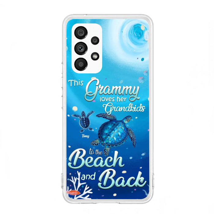 Custom Personalized Grandma Turtle Phone Case - Upto 6 Turtles - This Grammy Loves Her Grandkids To The Beach And Back - For iPhone And Samsung Phone Case - HWDFYR