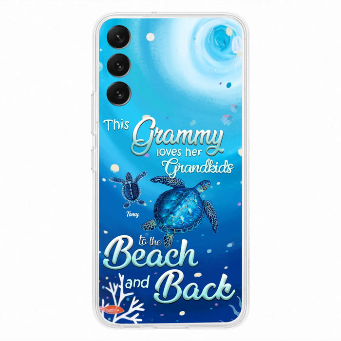 Custom Personalized Grandma Turtle Phone Case - Upto 6 Turtles - This Grammy Loves Her Grandkids To The Beach And Back - For iPhone And Samsung Phone Case - HWDFYR