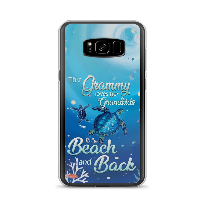 Custom Personalized Grandma Turtle Phone Case - Upto 6 Turtles - This Grammy Loves Her Grandkids To The Beach And Back - For iPhone And Samsung Phone Case - HWDFYR