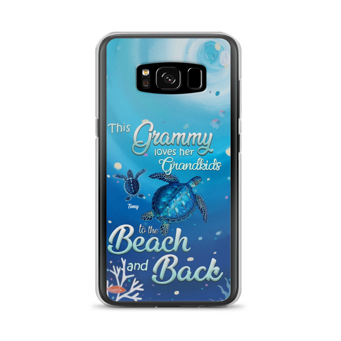 Custom Personalized Grandma Turtle Phone Case - Upto 6 Turtles - This Grammy Loves Her Grandkids To The Beach And Back - For iPhone And Samsung Phone Case - HWDFYR