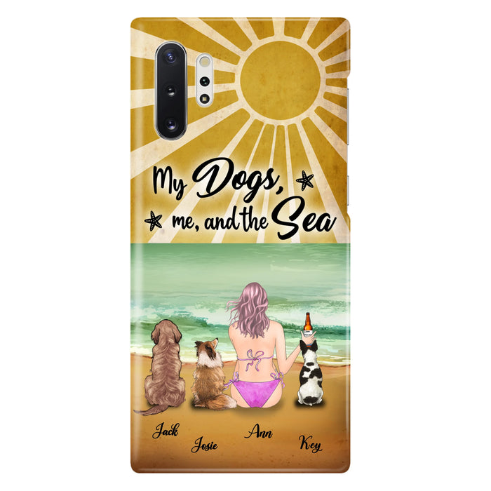 Custom Personalized Dog Mom Phone Case - Gifts For Dog Lovers With Upto 3 Dogs - My Dogs,Me And The Sea