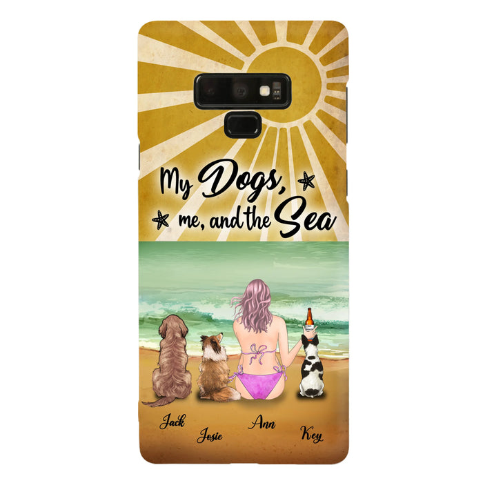 Custom Personalized Dog Mom Phone Case - Gifts For Dog Lovers With Upto 3 Dogs - My Dogs,Me And The Sea