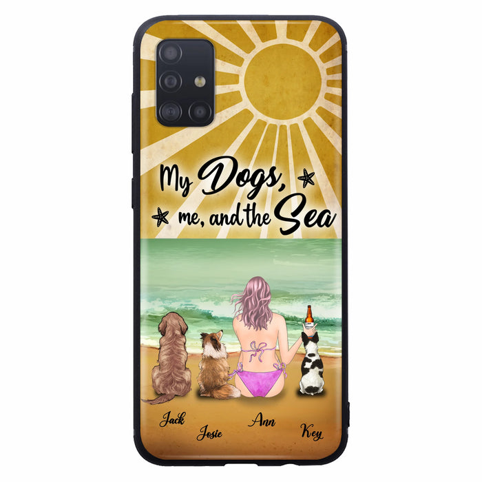 Custom Personalized Dog Mom Phone Case - Gifts For Dog Lovers With Upto 3 Dogs - My Dogs,Me And The Sea