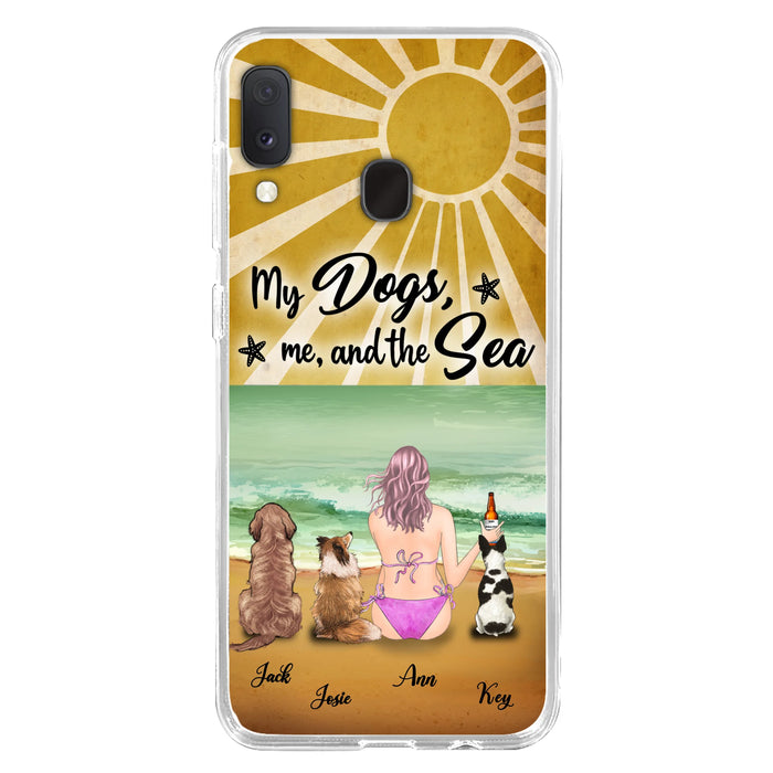 Custom Personalized Dog Mom Phone Case - Gifts For Dog Lovers With Upto 3 Dogs - My Dogs,Me And The Sea