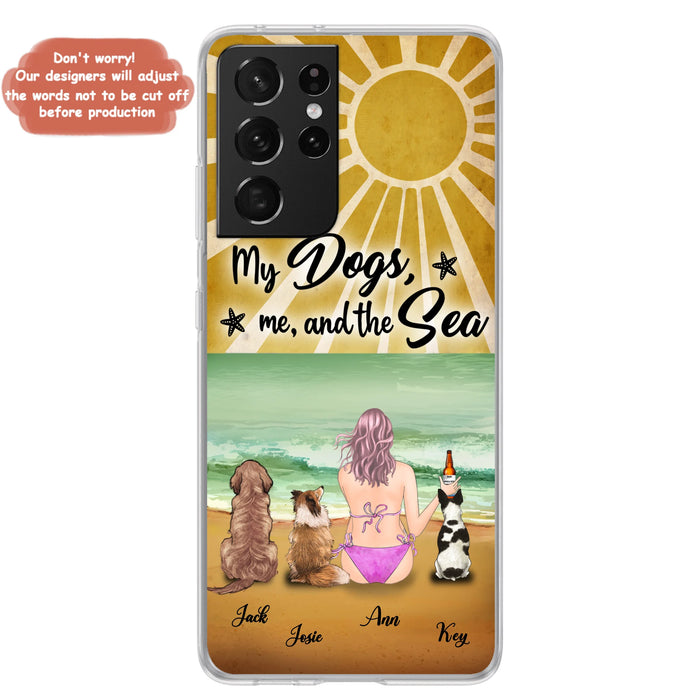 Custom Personalized Dog Mom Phone Case - Gifts For Dog Lovers With Upto 3 Dogs - My Dogs,Me And The Sea