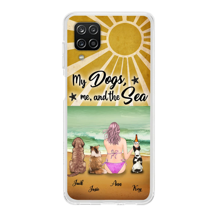 Custom Personalized Dog Mom Phone Case - Gifts For Dog Lovers With Upto 3 Dogs - My Dogs,Me And The Sea